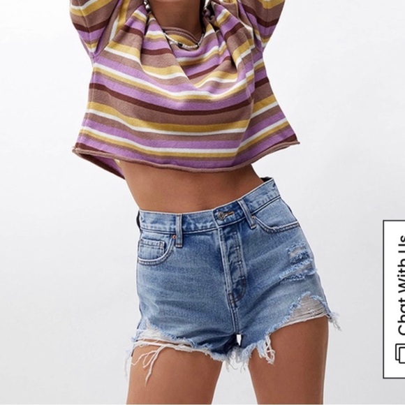 NWT Pacsun|| Vintage High rise Emma distressed Shorts in Medium Indigo, Size 28 - Picture 1 of 7